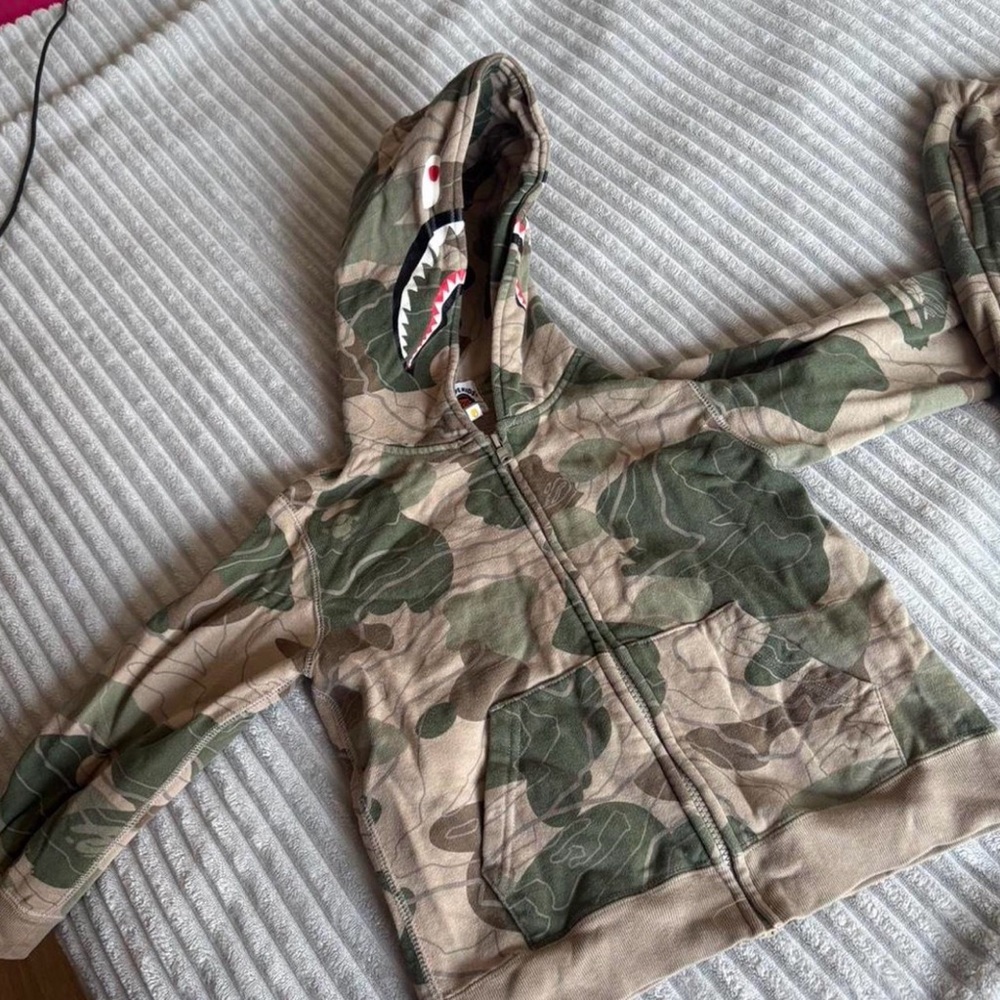 Bape Kids Green Camouflage Hoodie